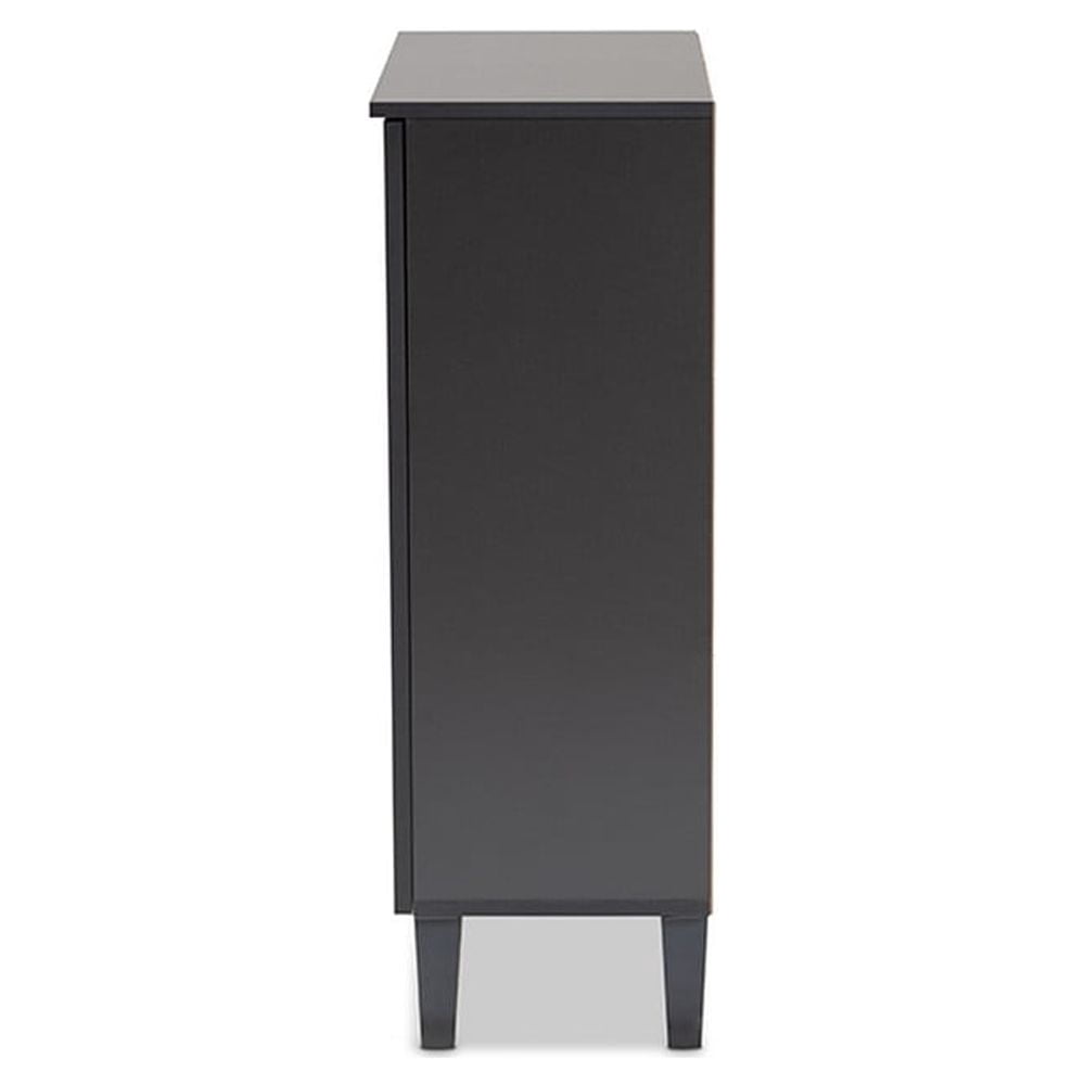 Fella Shoe Cabinet – Two-Tone Oak & Dark Gray, Mid-Century Modern Design, Holds Up To 12 Pairs – Entryway Storage With Drawer & Lift-Top