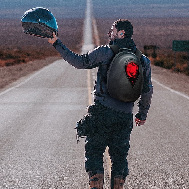 LED Backpack Riding Backpack Motorcycle Helmet Hard Shell Waterproof