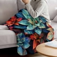 thumbnail image 3 of Teal Red Succulent Blanket Soft Cozy Warm Throw Blanket for Couch, Plush Fuzzy Flannel Fleece Blankets for Sofa, Modern Vintage Bottom Leaves Bed Blankets Lightweight Gifts for Women, 50"x80", 3 of 9
