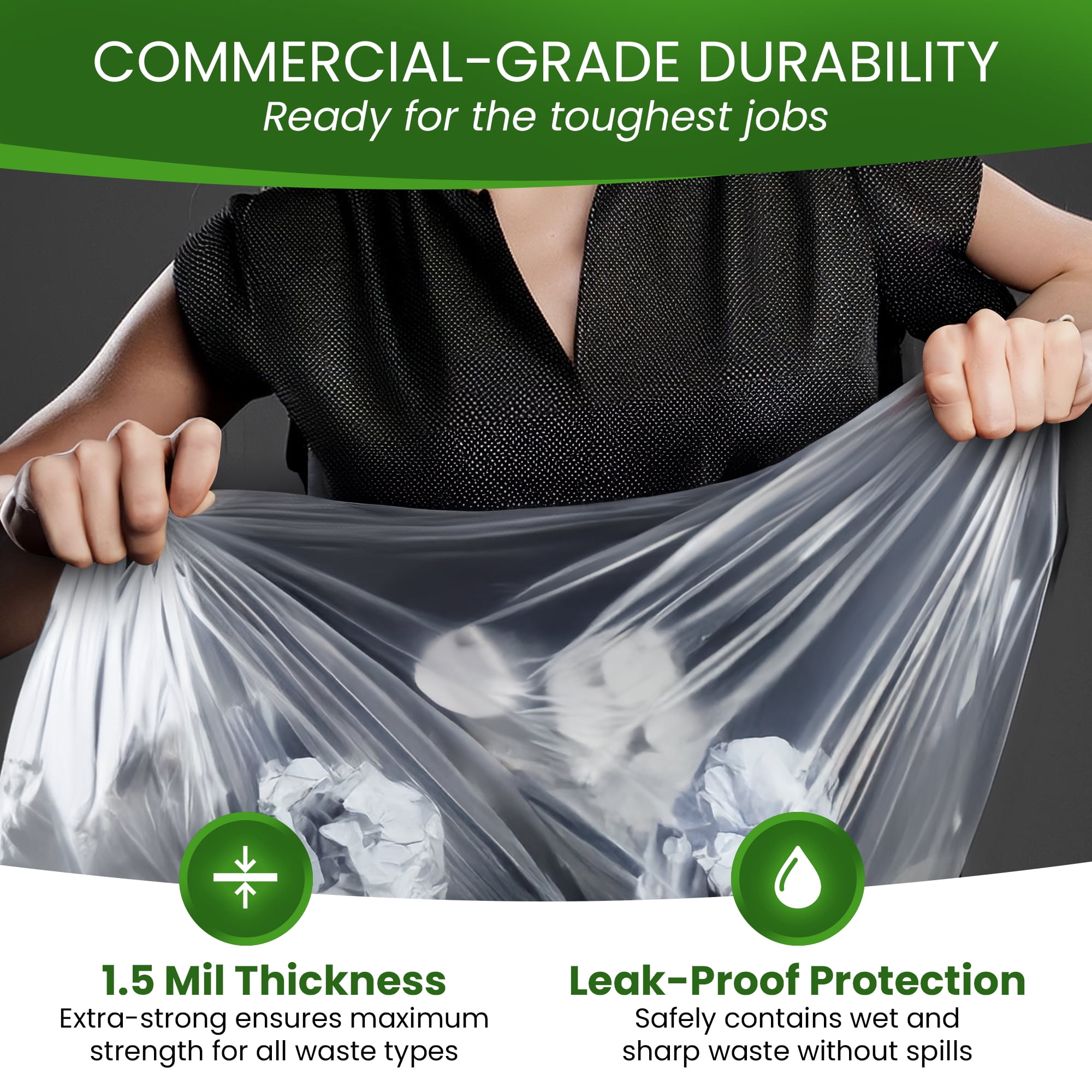 Betta 30-33 Gallon Clear Trash Bags, 100 Count Box, (33x39-inch) Commercial Heavy-Duty Garbage Can Liners