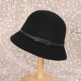thumbnail image 2 of Sombrero de mujer Otoño e Invierno Sombrero de lana Sombrero de copa de lana para mujer Estilo coreano Cinturón multicolor Sombrero de pescador Elegante sombrero de lavabo con cúpula, 2 of 6