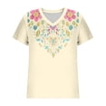thumbnail image 5 of Sexlip Womens Swimsuit Set Vibrant Floral Embroidery Cover Up Design V Neck Short Sleeve Relaxed Silhouette Sun Protection Fabric for Beach Wear Yellow L, 5 of 5