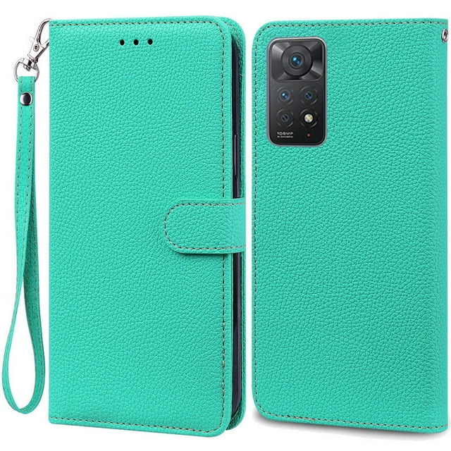 Note 11 Case For Xiaomi Redmi Note 11 11S Case Leather Wallet Flip Case For Redmi Note 11 Pro Phone Cases Note 11S Cover Fundas Sky Blue -Strap Note 11S