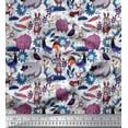 thumbnail image 1 of Soimoi Crepe Silk Fabric Floral,Bird & Animal Cartoon Decor Fabric Printed Yard 42 Inch Wide, 1 of 3