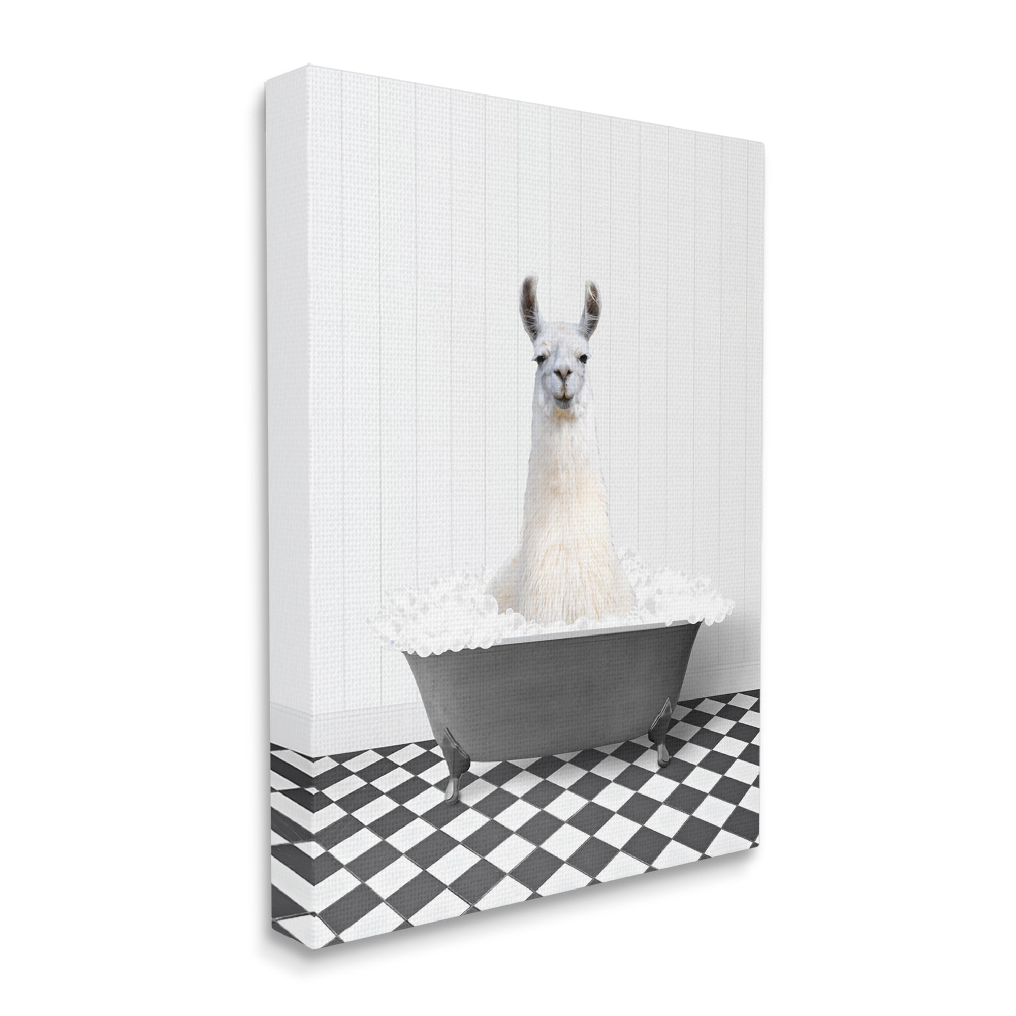 Stupell Industries Vintage Bathroom Llama Animals & Insects Painting Gallery Wrapped Canvas Print Wall Art, 16 x 20
