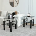 thumbnail image 2 of Holaki 2PCS Modern Tempered Glass Tea Table Coffee Table End Table, Square Table for Living Room, Black, 2 of 9
