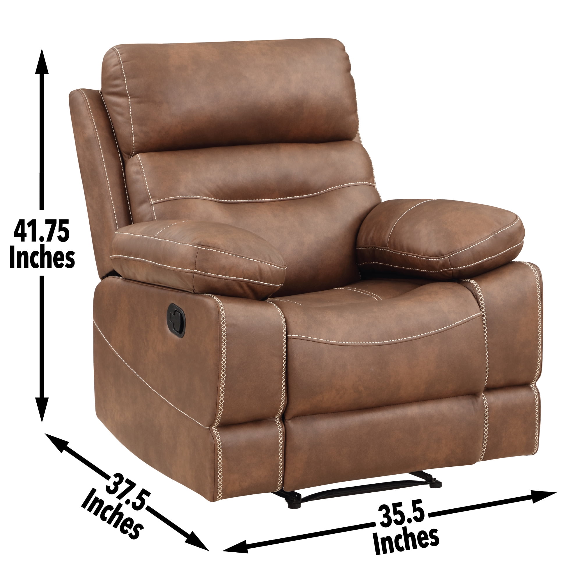 Steve Silver Rudger Microsuede Manual Recliner, Chestnut Brown