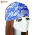 thumbnail image 4 of Spencer 2 Pack Women Tie Dye Headbands Stretch Head Bands Sweat Absorbent Elastic Yoga Hairband for Running Yoga Fitness "Blue", 4 of 8