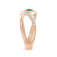 thumbnail image 3 of ANGARA Natural Criss Cross Pear Shaped Emerald Ring with Diamond Accents in 14K Rose Gold for Women (Size-6x4mm) | May Birthstone, Birthday, Anniversary, Jewelry Gift for Women | Natural Emerald Ring, 3 of 9