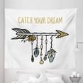 thumbnail image 1 of Dream Tapestry, Tribal Arrow with Hanging Feathers Catch Your Dream Words Boho Style, Fabric Wall Hanging Decor for Bedroom Living Room Dorm, 5 Sizes, Sand Brown Blue Grey, by Ambesonne, 1 of 1