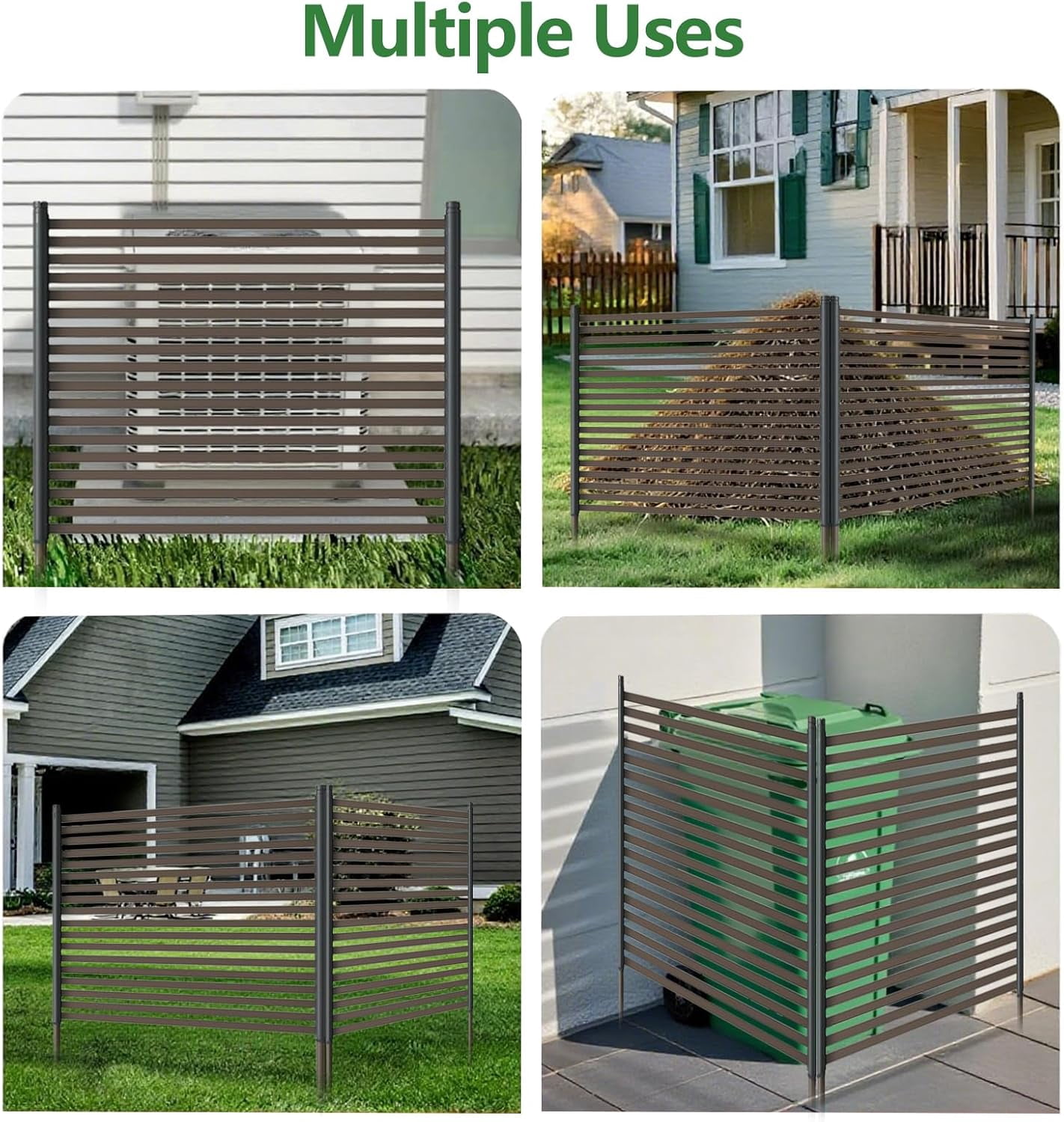 QinaQin 48x 106 Inch 3-Panel Metal Privacy Fence Panels,No-Dig Outdoor Fence,Rustproof Decorative Screen for Garden & Yard,Brown
