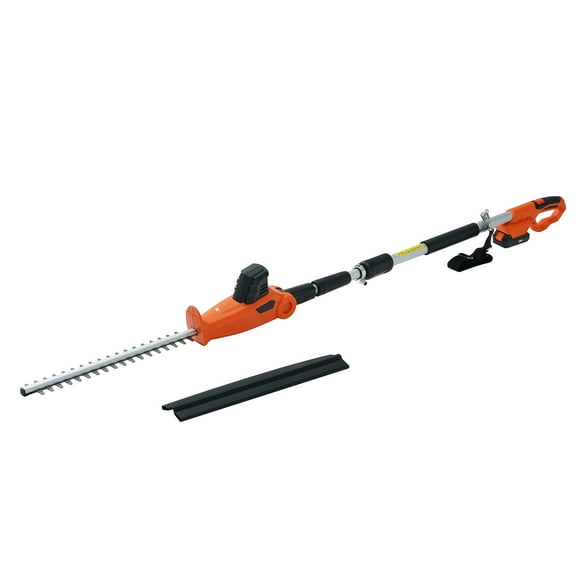 KFFKFF 20V Wireless Hedge Cutter, 18-inch Dual-Sided Steel Blade, Kit with 20V Battery, Quick Charger, 74"-94" Extendable Reach for Elevated Shrubs