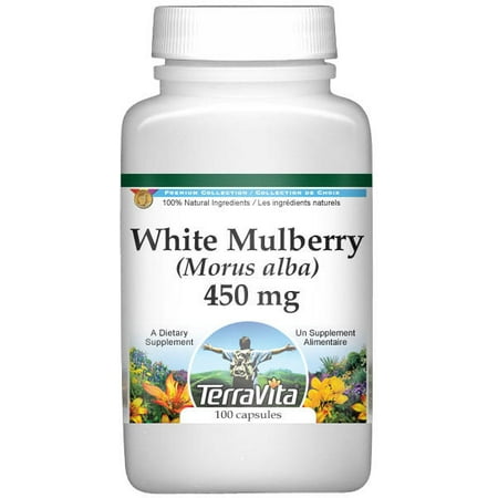 TerraVita White Mulberry (Morus alba) - 450 mg, (100 Capsules, 2-Pack, Zin: 516644)