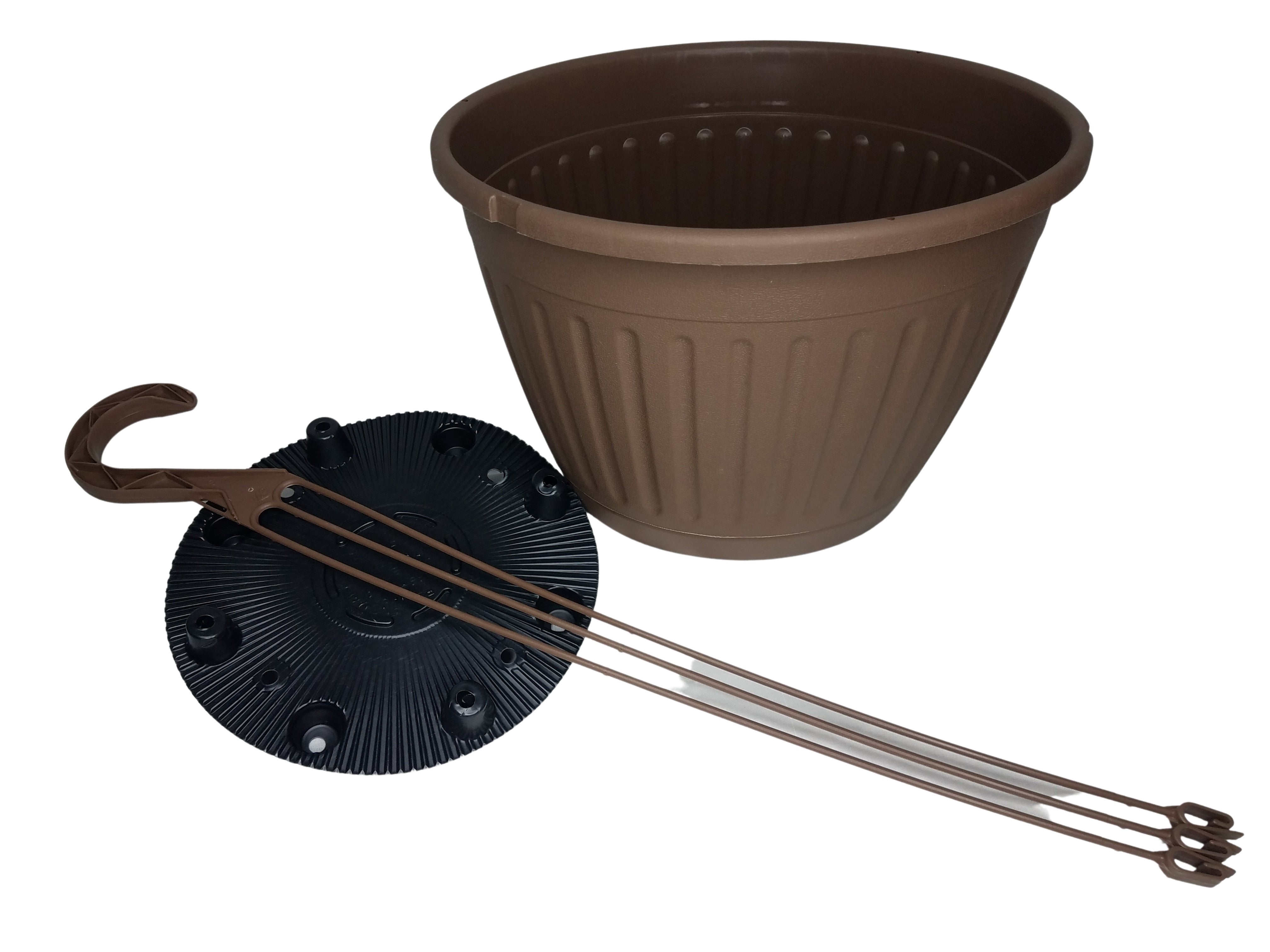 Landmark Plastic 10" Brown Imperial Hanging Basket Planter, Set of 10
