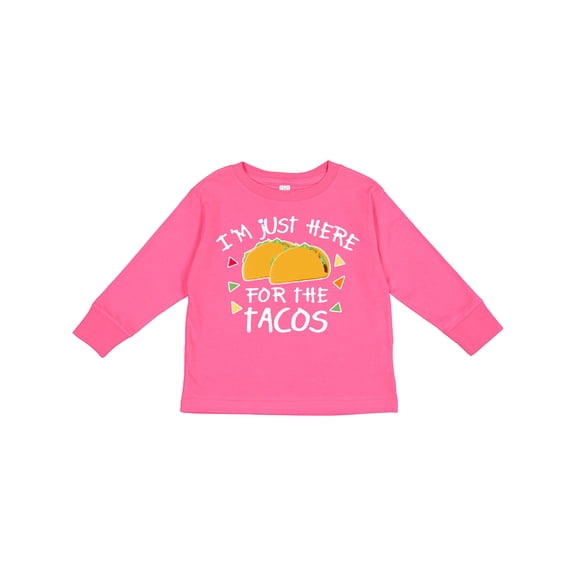 Inktastic I'm Just Here for the Tacos Cinco De Mayo Boys or Girls Long Sleeve Toddler T-Shirt