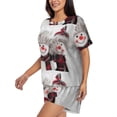 thumbnail image 2 of Bingfone Christmas Snowman With Hat Print Pajamas Sets for Women Soft Short-Sleeved Pjs with Lounge Shorts Two Piece Sleepwear, 2 of 8