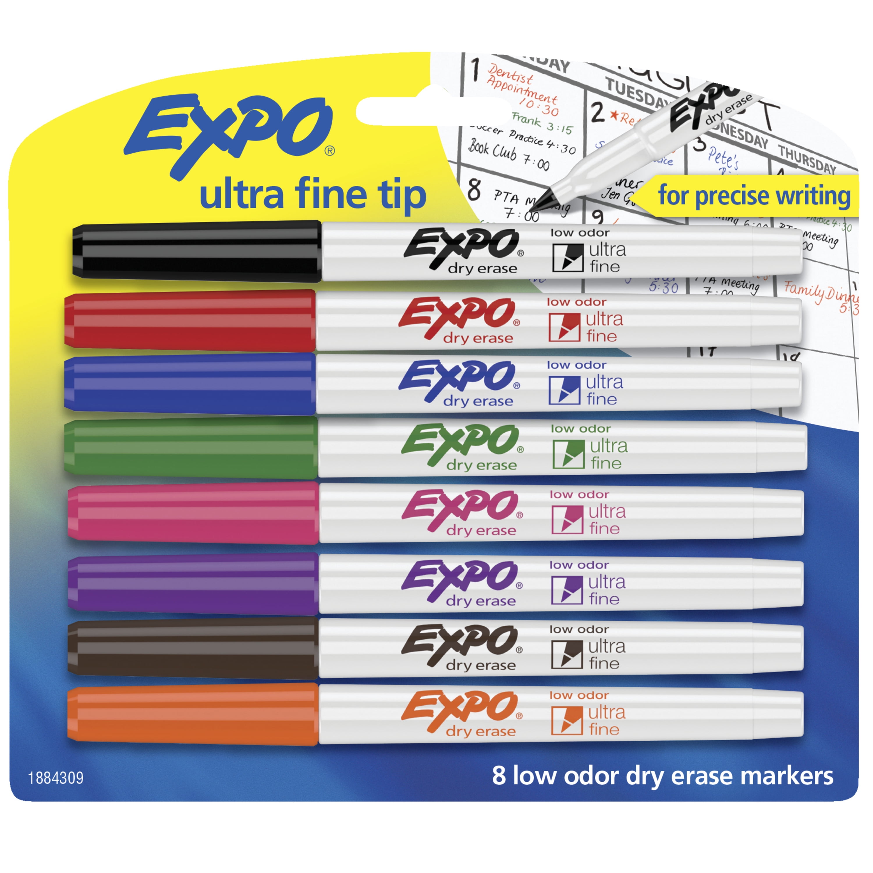 Ultra Fine Tip Assorted Colors 8 Count Expo 1884309 Low-Odor Dry Erase Markers 
