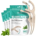 thumbnail image 4 of Dental Floss Picks for Teeth (200ct) - Double Thread Tooth Picks Flossers for Adults, Toothpicks Floss, Vegan Corn-Straw Handle, Shred-Resistant String for Interdental Oral Care & Health, Mint, 4 of 4