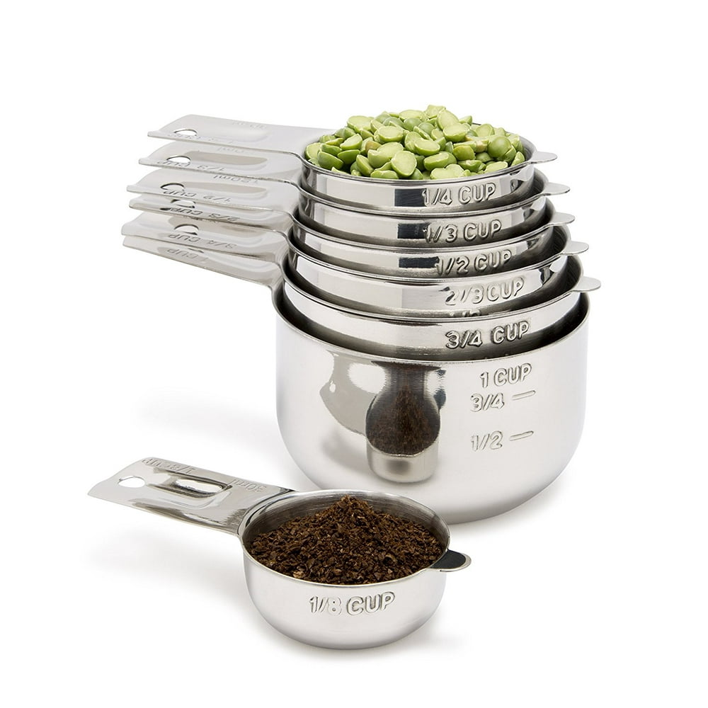 Measuring Cups 7 Piece with 1/8 Cup Coffee Scoop by . Stainless Steel
