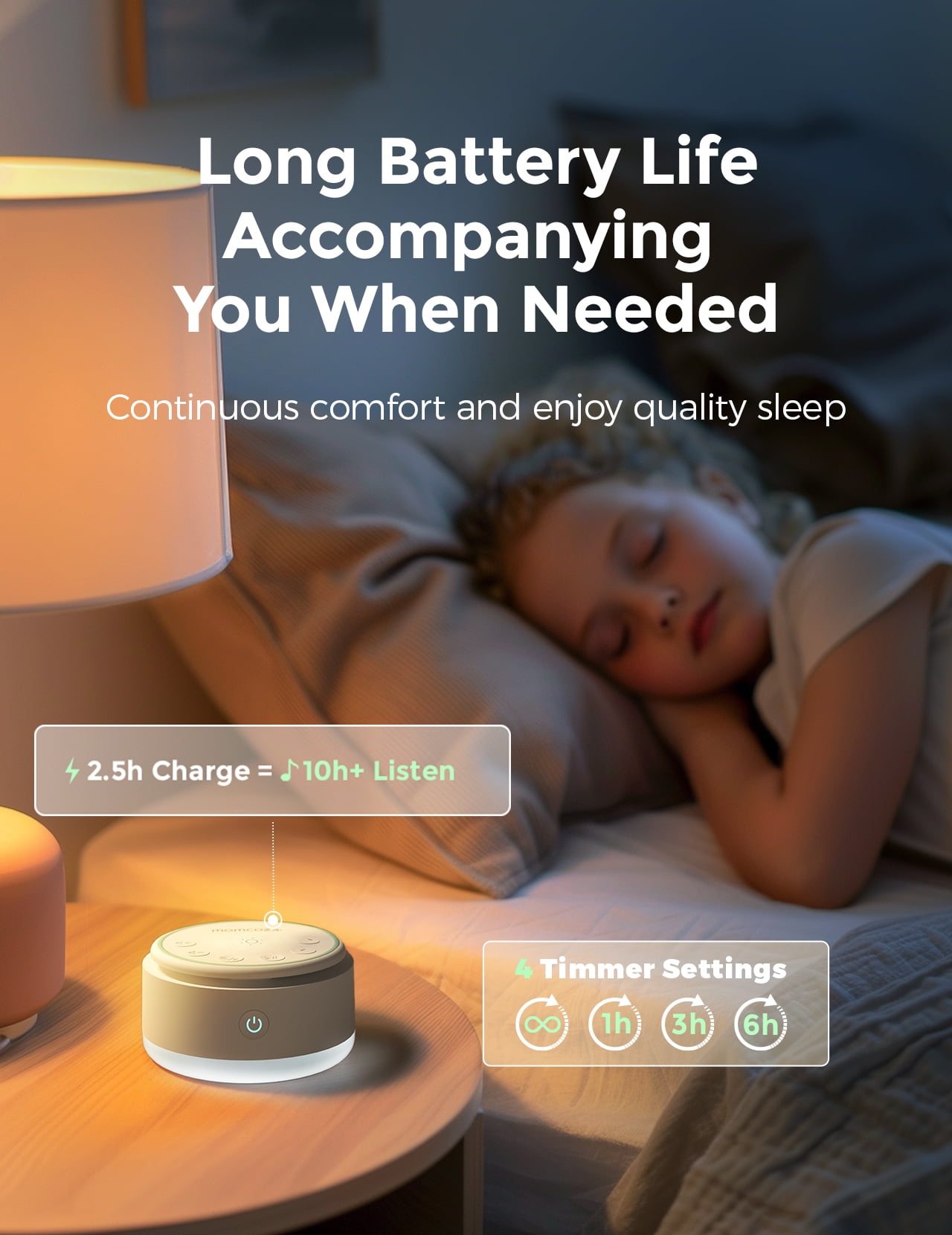 Momcozy Sound Machine for Baby|Portable White Noise Sound Machine for Sleep Rechargeable|20 Sleep Sounds White Noise Machine with Nursery Night Light