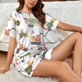 thumbnail image 4 of "Wukai Excavator Women's Pajama Set - Short-Sleeve Top and Shorts with Elastic Waistband and Pockets for Loungewear, Yoga, and Casual Wear-Large, 4 of 8