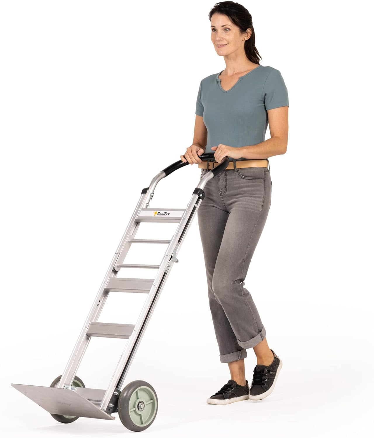 "HaulPro Foldable Heavy Duty Hand Truck, 500 lb Capacity, 8"" Wheels, 14"" x 7.5"" Nose Plate"