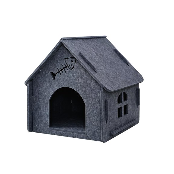 TXT-MATRIX Felt Cat House with Arched Wide Entrance, All-Season Warm Winter Cool Summer Shelter, Easy Assembly Stable Structure, Scratch-Resistant Lint-Free Minimalist Design for Indoor Cats