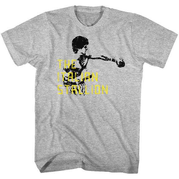 Rocky The Staillion Block Text Gray Heather Adult T-Shirt 6Xl