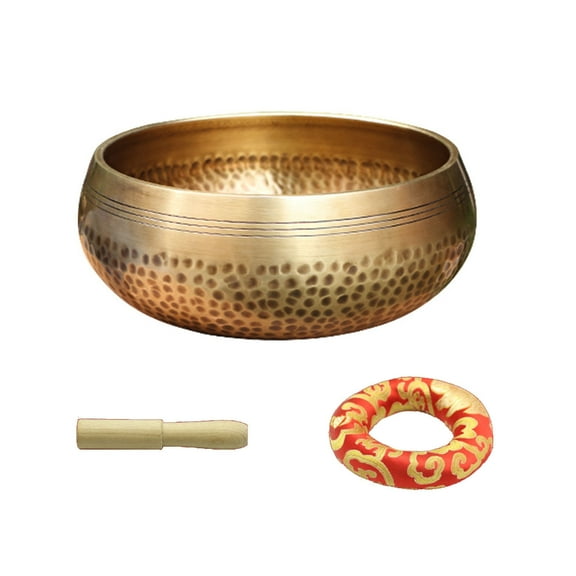 Tibetan Singing Bowl Set Meditation Sound Bowl with Wood Stick Handcraft Cushion