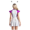 thumbnail image 2 of TiaoBug Womens Space Alien Cosplay Costume Outer Space Cutie Metallic Cap Slevee Dress with Hairhoop Purple 3XL, 2 of 7