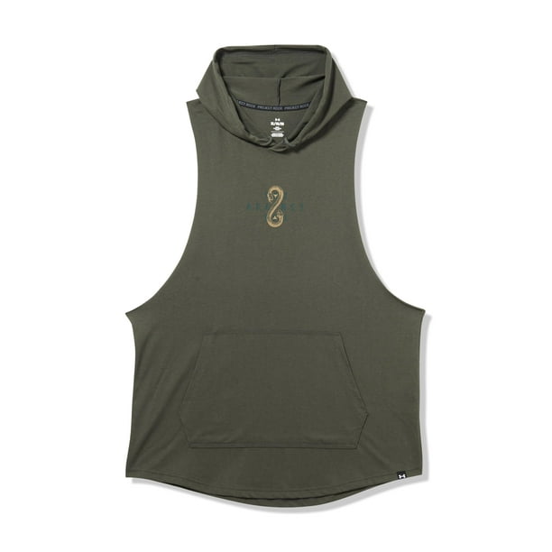 Sudadera con capucha sin mangas Under Armour Project Rock Snake para hombre, color verde