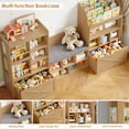 thumbnail image 5 of Homfa Kids Bookcase with Reading Nook, 75" W Kids Toy Storage Organizer with 2 Drawers, Kid Bench for Playroom Kids Room Living Room, Natural, 5 of 7