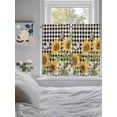 thumbnail image 3 of Sunflowers Living Room Curtains 2 Panel, Yellow Flowers Butterfly Farmhouse Black Plaid Cafe Window Treatment, Farmhouse Bedroom Bathroom Kitchen Curtains Drapes 104"x45", 3 of 6
