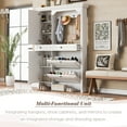 thumbnail image 6 of Hall Tree Entryway Storage Solution, 4-in-1 Space Saving Design with Flip Shoe Cabinets, Mirror & Hooks for Home Entrance Organizer, White, 6 of 15