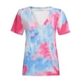 thumbnail image 4 of USSUMA Womens Summer Tops Hollow Out Striped T-Shirts for Women Trendy Tie-dye Womens Blouses and Tops Dressy Short Sleeve V Neck Tunic Plus Size Shirts for Women, 4 of 5