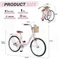 thumbnail image 6 of Juuar 26" Ladies Cruiser Bike Folding Womens Bicycle, Comfort City Bike Commuter Bicycle with Basket for Adult, Pink, 6 of 6