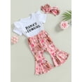 thumbnail image 3 of Genuiskids Newborn Baby Girl Clothes 3 6 12 18 Months Infant Short Sleeve Romper One Piece Cow Print Bell Bottoms Headband Western Baby Girl Clothes, 3 of 8