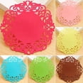 thumbnail image 2 of Hariumiu 6 Pcs Lace Flower Doilies Silicone Coaster Tea Cup Mats Pad Insulation Placemat-, 2 of 3