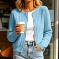 thumbnail image 2 of Liuinsasek Womens Cropped Cardigan Fashion Solid Color Long-Sleeve Crew-Neck Button Down Micro-Cable Knit Stylish and Versatile Winter Clothes, 2 of 6