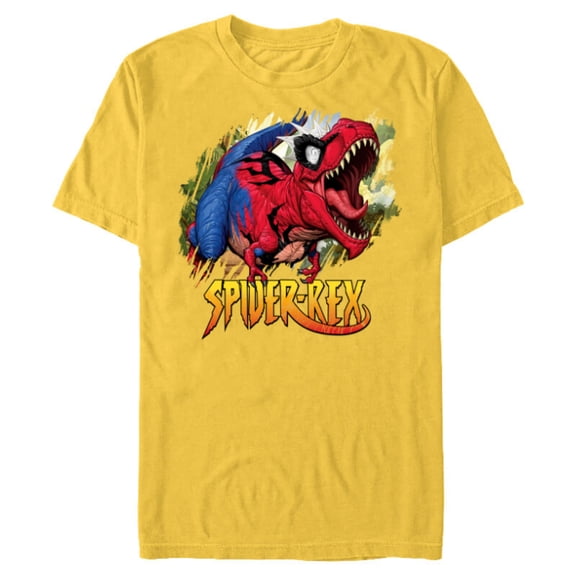 Marvel Spider-Man Spider-Rex Rip and Roar - Short Sleeve Blended T-Shirt for Adults - Customized-Yellow