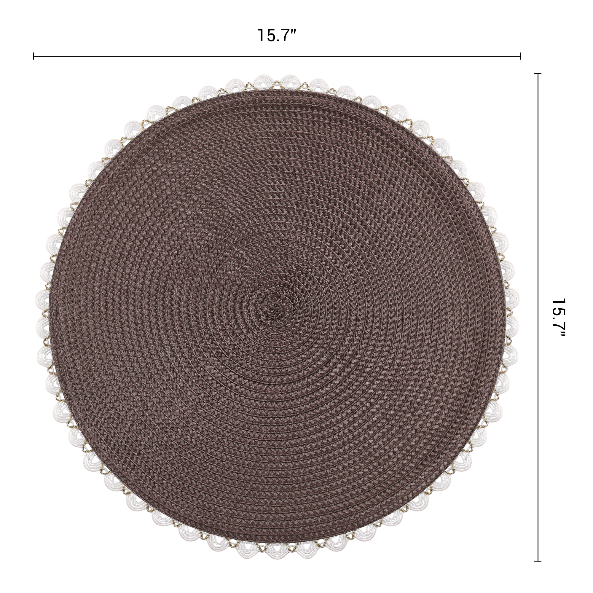 Unique Bargains Round Placemats Set of 6 Woven Table Mats Coffee 15.7x15.7inch