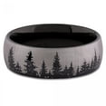 thumbnail image 2 of Domed Ip Black Plated With Brushed Surface And Lasered Trees Pattern Ring, 2 of 2