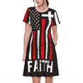 thumbnail image 1 of Vsdgher Robe Midi Décontractée d'Été 2025 pour Femmes avec Croix Drapeau Américain, Manches Courtes, Col Rond, Robe de Plage Légère, 1 of 6
