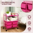 thumbnail image 6 of GOFLAME 4-Drawer Rolling Storage Cart with 2 Shelves, Mobile Utility Cart with Removable Drawers and Metal Frame, Art Craft Drawer Cart with Lockable Wheels for Home, Office, School, Studio, Hot Pink, 6 of 18