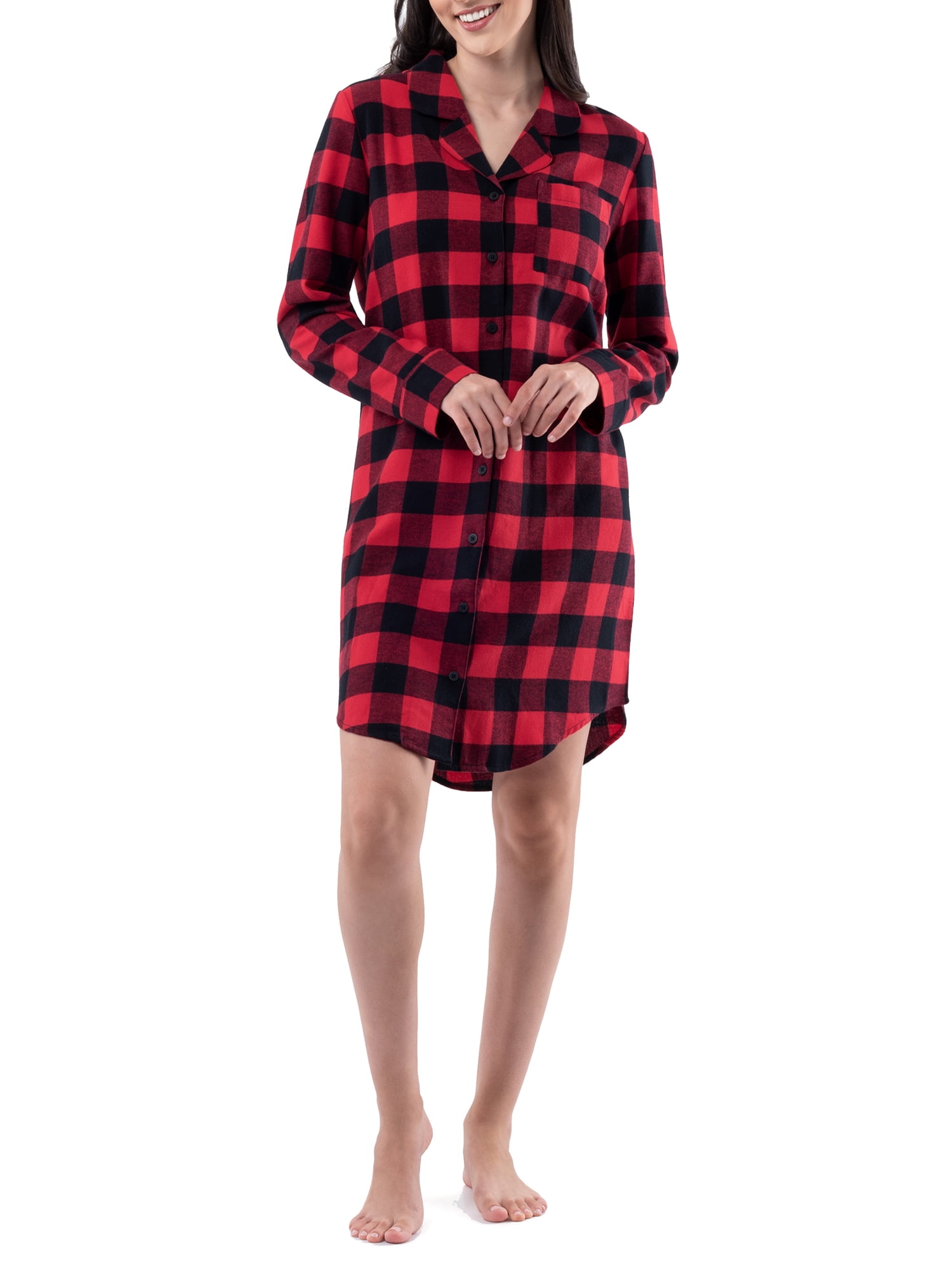 Fruit of the Loom Women's and Women's Plus Beyond Soft Long Sleeve Flannel Sleepshirt