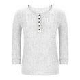 thumbnail image 6 of BSDJILFG Sweaters for Women 3/4 Sleeve Knit Top Henley V-Neck Ribbed Top Button Up Pullover Dressy Blouse, 6 of 6