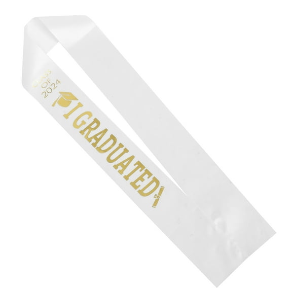LOLIPPYY Just Graduated Sash 2024 White Satin Sash 1Pack Celebration Accessory for Women