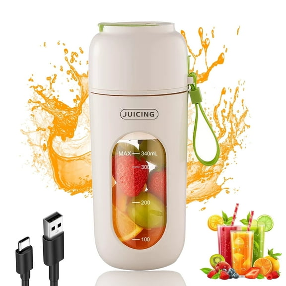 Cteifuer Personal Portable Blender Rechargeable 350ml Personal Juicer Cup Water Bottles with 12 Smooth Blades Powerful Motor Safe Material Hand Blender for Travel Home Office