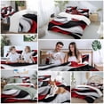thumbnail image 5 of Abstract Gradient 4 Piece Duvet Cover Set Twin Size Black Red White Water Ripple Soft Bedding Set Comforter Cover, 1 Duvet Cover 1 Flat Sheets and 2 Pillowcases, 5 of 9