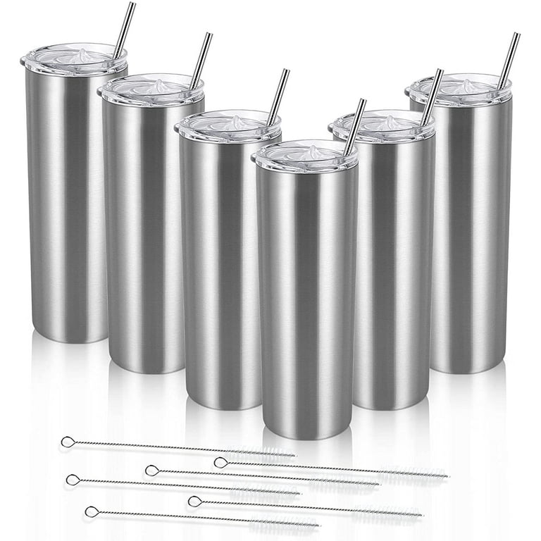 Skinny Tumblers 20 Oz Stainless Steel Tumbler Bulk with Lids and Straw